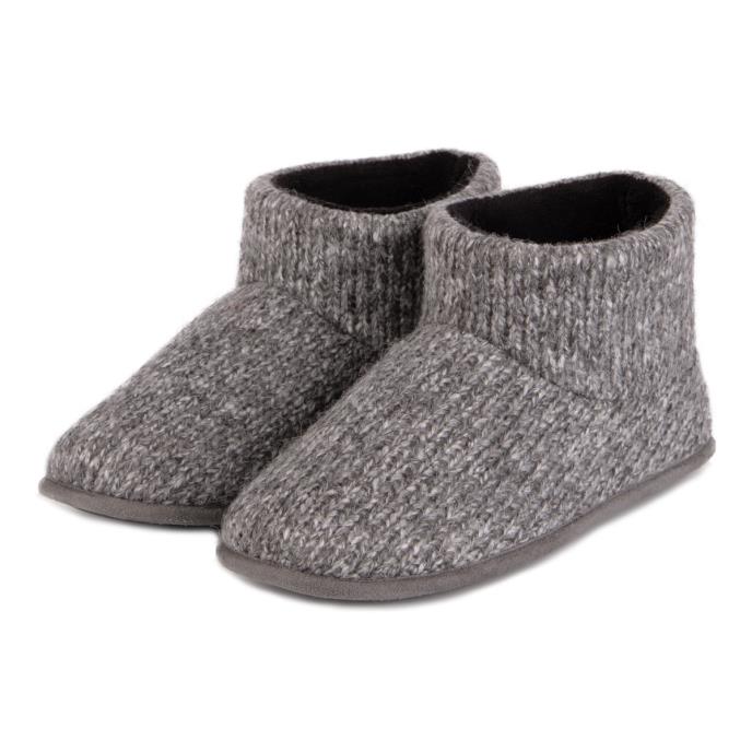 totes toasties® Mens Knitted Short Boot Slipper Grey Extra Image 2